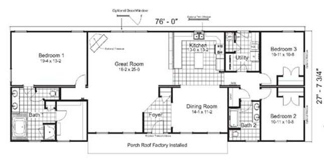 Granville 2128 Square Foot Ranch Floor Plan